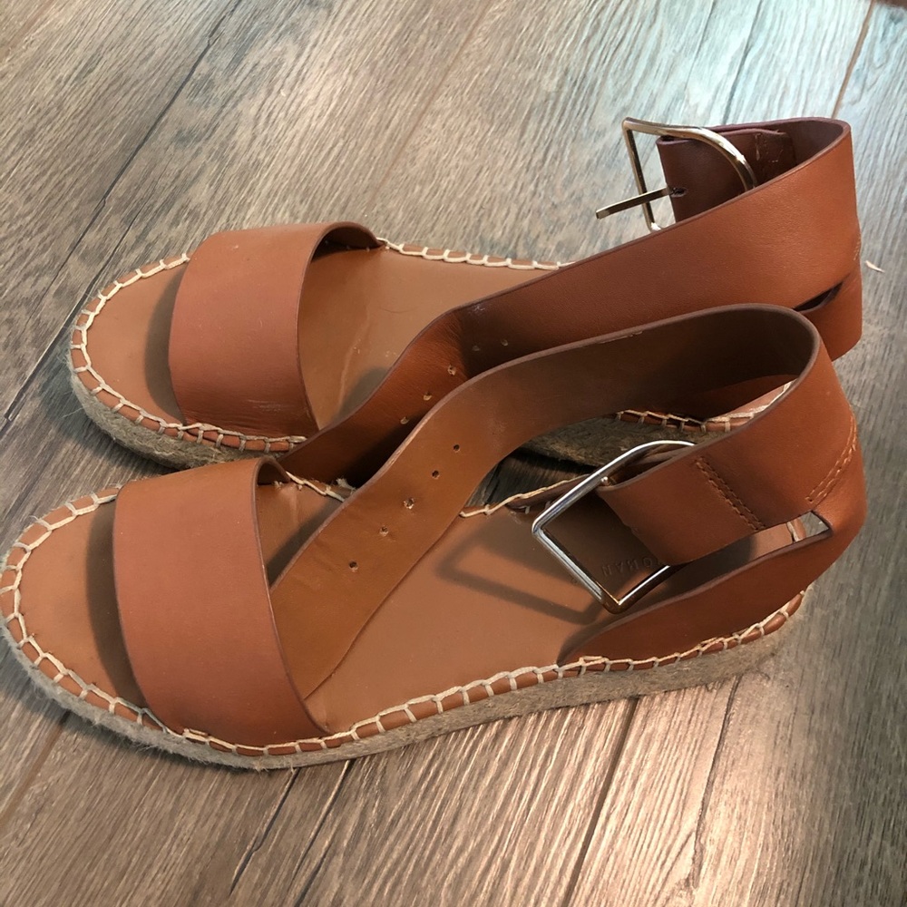 Zara Tan Leather Espadrille Sandals - Picture 2 of 2